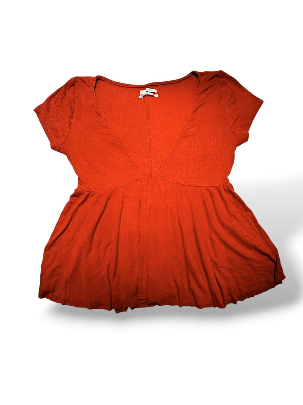 Urban Outfitters Burnt Orange Ribbed Babydoll/Peplum Top Size Medium